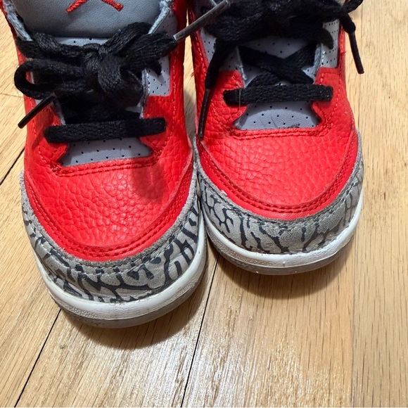 Jordan 3 Retro SE Fire Red Cement Grey Toddler Sneakers Size 9c - Picture 6 of 9